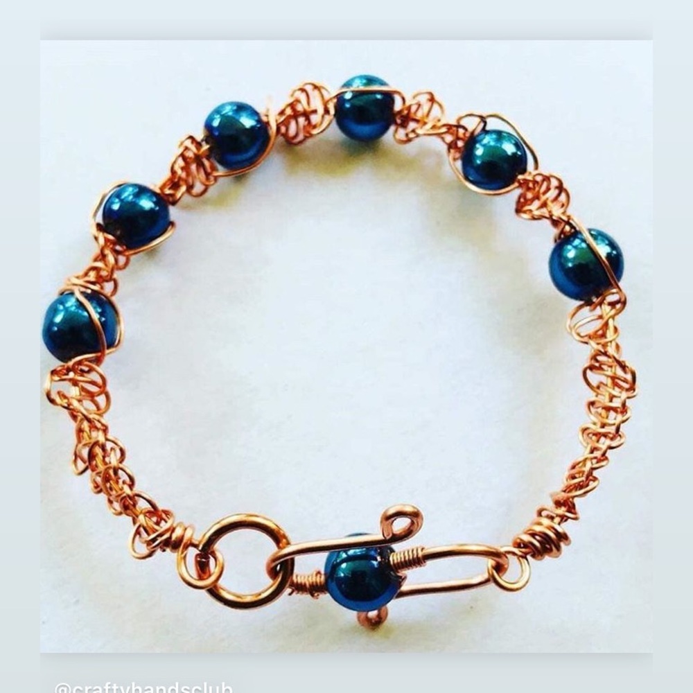 Pure Copper Beaded Macrame Bracelet-Unisex